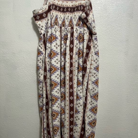 SONOMA Aztec Cami Midi Dress Size XL Linen Blend Adjustable Straps With Pockets - Picture 12 of 16
